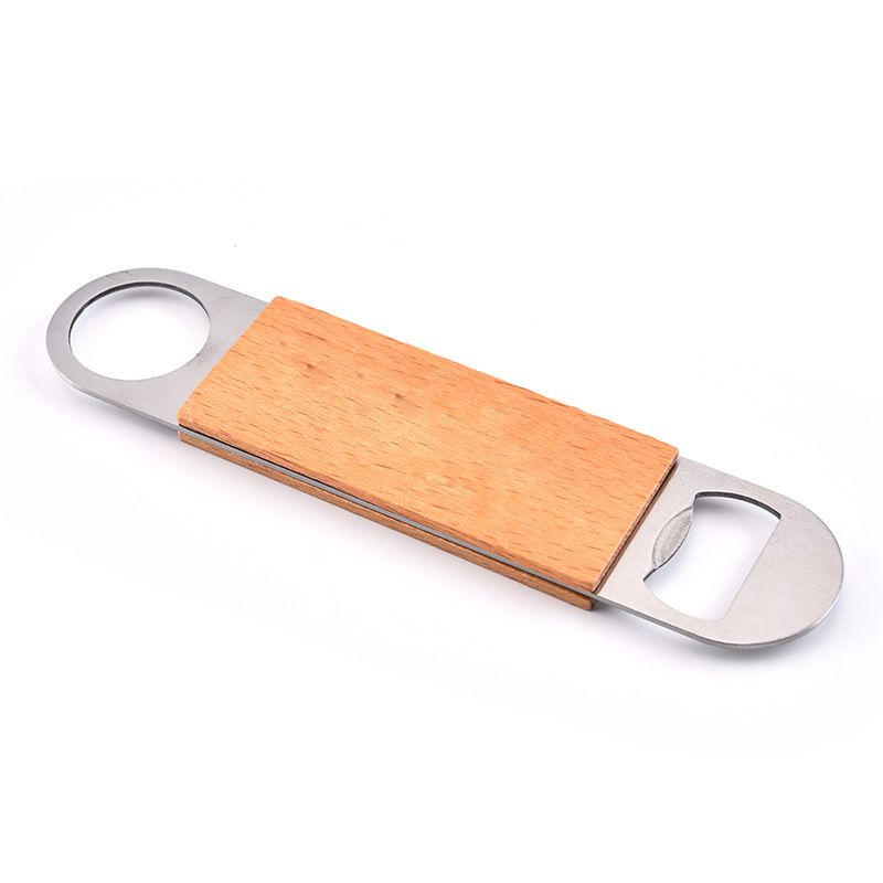 Bottle Opener,2pcs - Stainless Steel Beer Bottle Opener with Wooden Handle, Bartender Flat Beer Opener for Bar,Kitchen,Restaurant