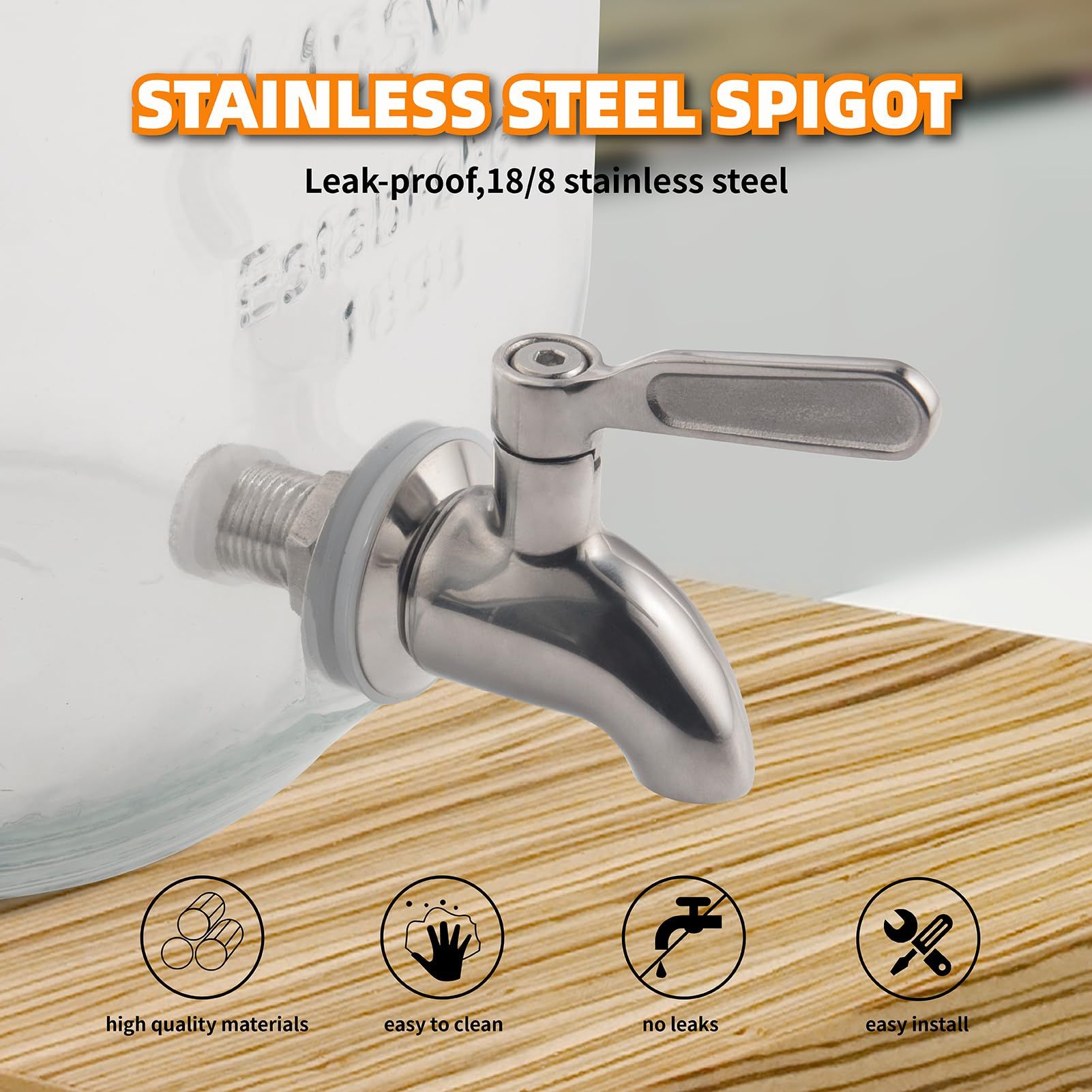 Replacement Spigot for Beverage Dispenser, Stainless Steel Spigot for Drink Dispenser, ​Water Dispenser Faucet, with Anti-Cloggin