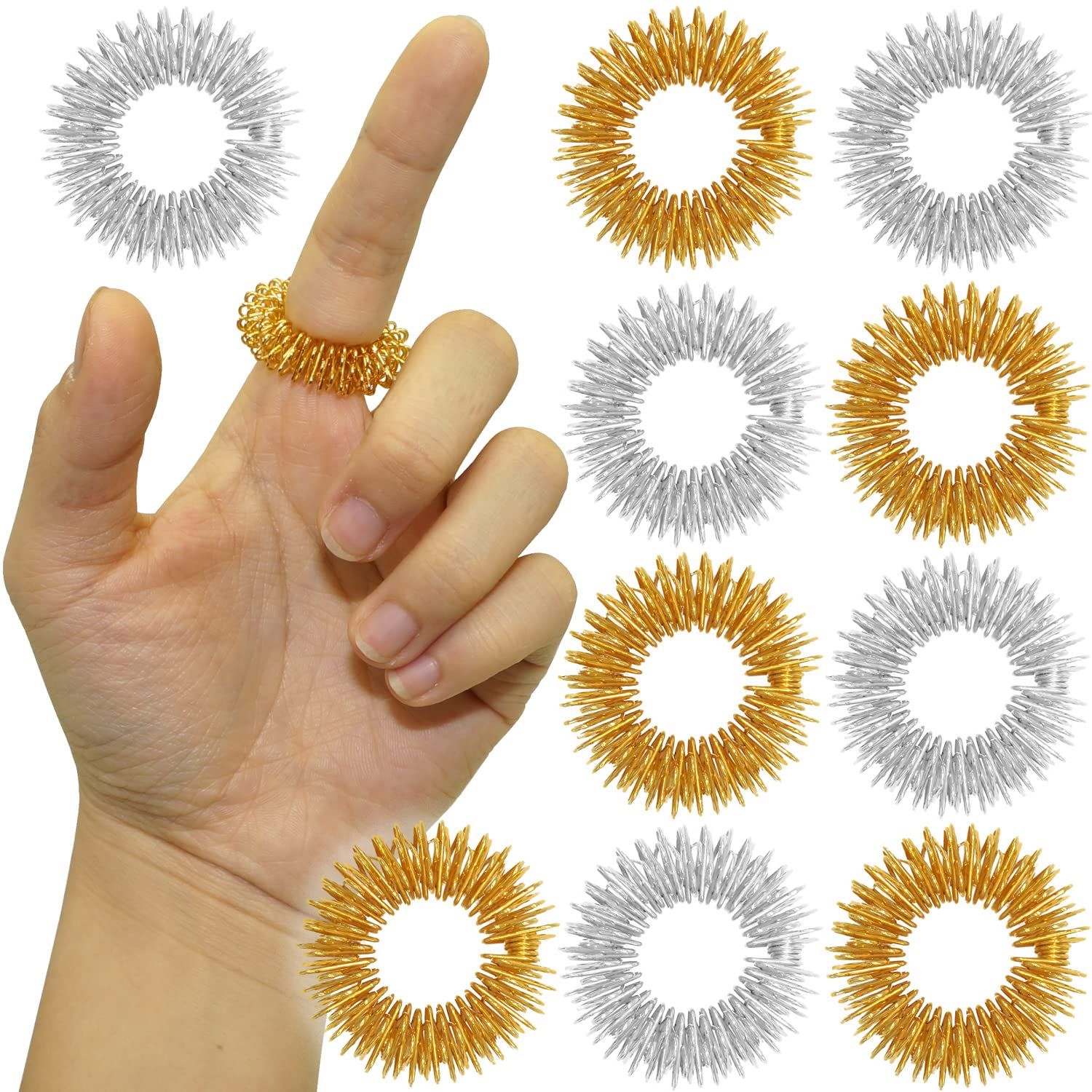 Finger Massage Ring 10 Pcs Relaxing Toy for Acupressure Therapy Releasing Stress Medicine Massager for Hands Silent Relax Reducer