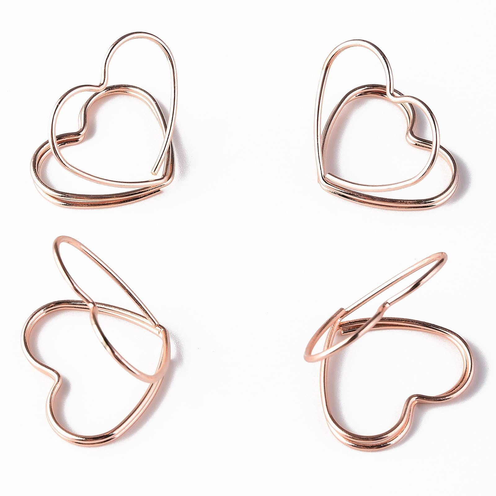 20pcs Heart Card Holders Rose Gold Mini Place Card Holder Cute Name Card Holder Metal Photo Clip Card Display Stand for Wedding
