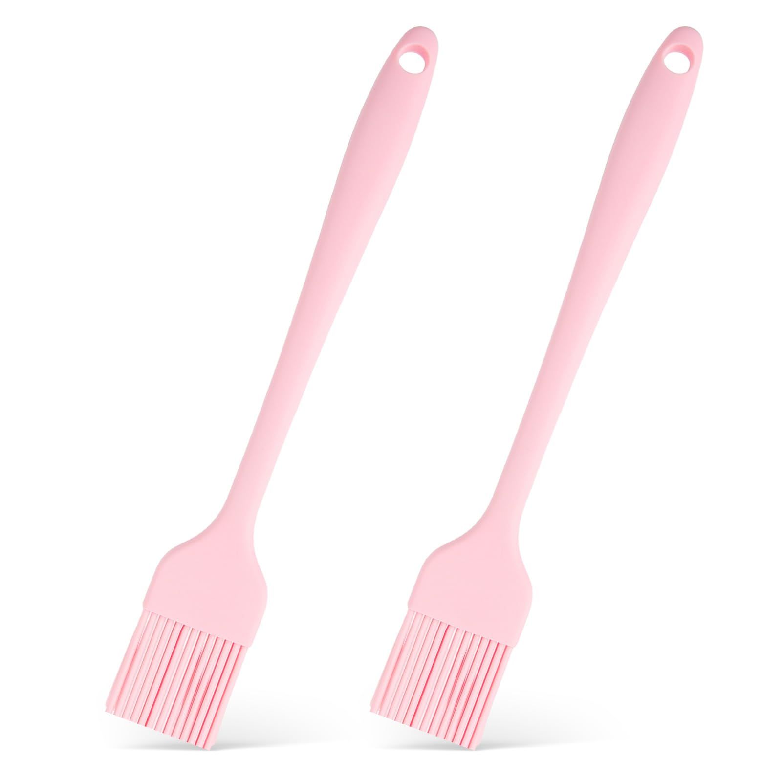 2 Pcs Silicone Pastry Basting Brushes, Heat Resistant Oil Brushes for Cooking Baking Frying BBQ, Pink Kitchen Brush