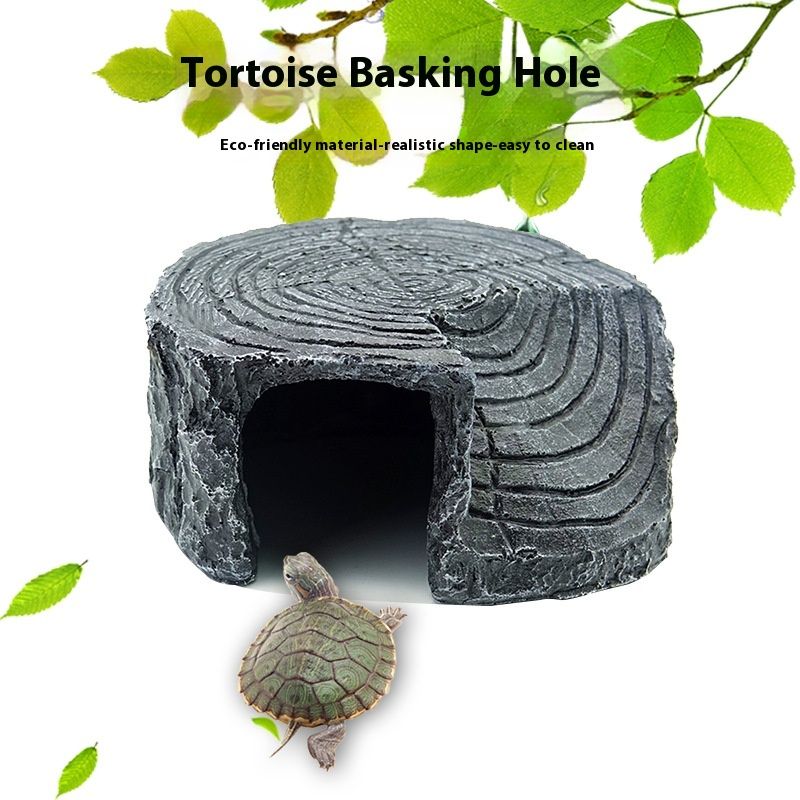 Reptile Hide - Resin Amphibian Hideouts Cave Simulation Tree Stump Habitat for Turtles Bearded Dragon Lizards Snakes