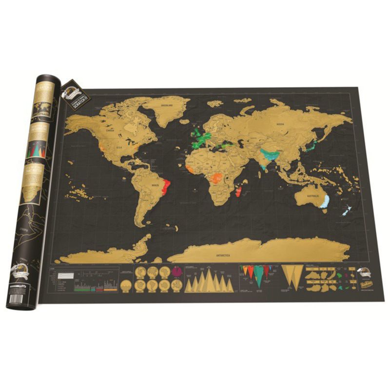 Luckies of London | Scratch Off World Map Deluxe Travel Size | Mini Travel Map to Track Travels | Scratch Art & World Map