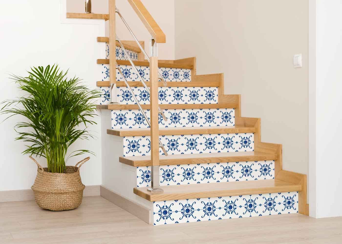 Tile Sticker Peel and Stick Easy Application – Ideal for Bathroom, Kitchen Wall Tile Decals (Blue and White, 4x4 Inch)