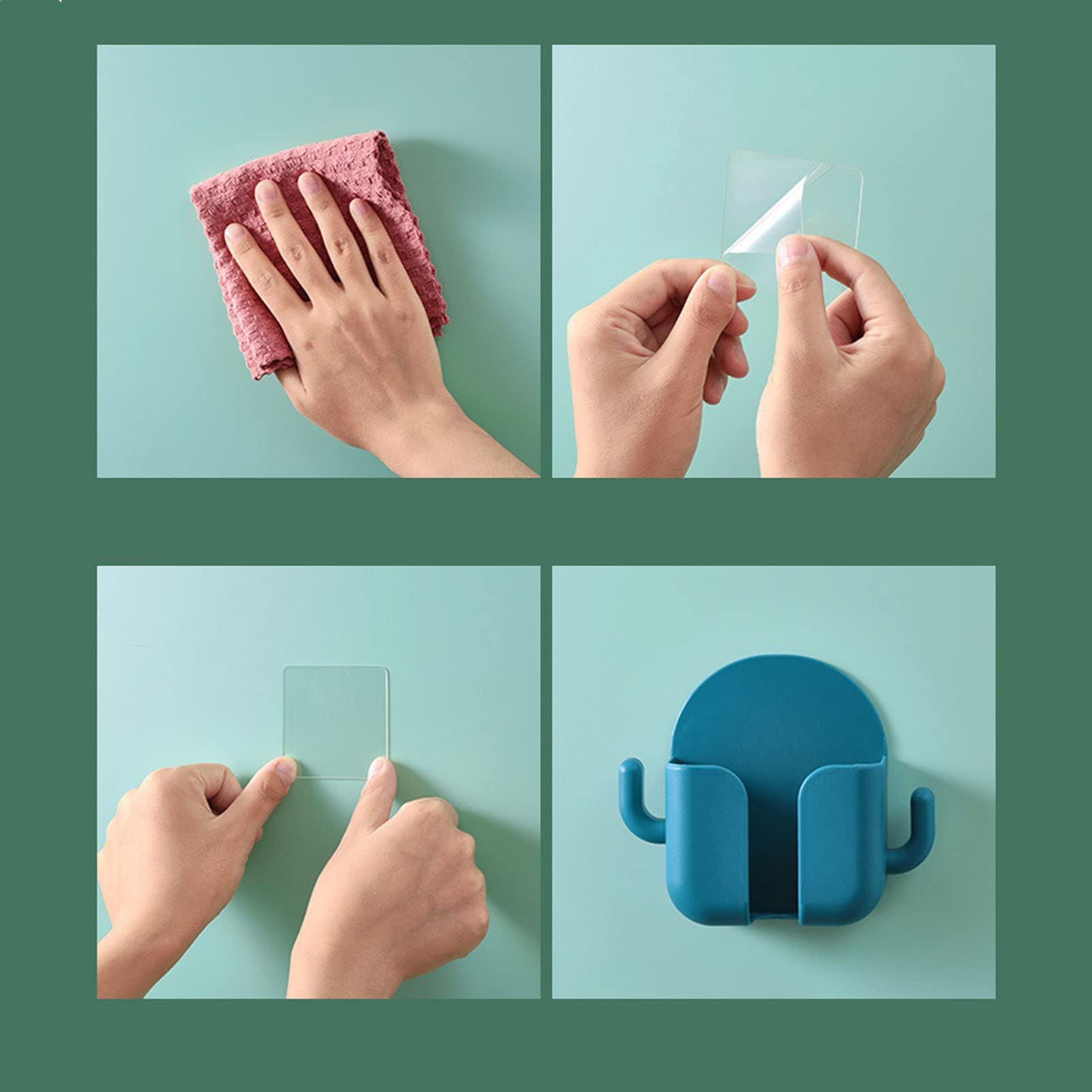 Self Adhesive Phone Stand Wall Remote Holder Charging Phone Organizer Bracket with Data Cable Receiving Hole for Bedroom 2 pcs