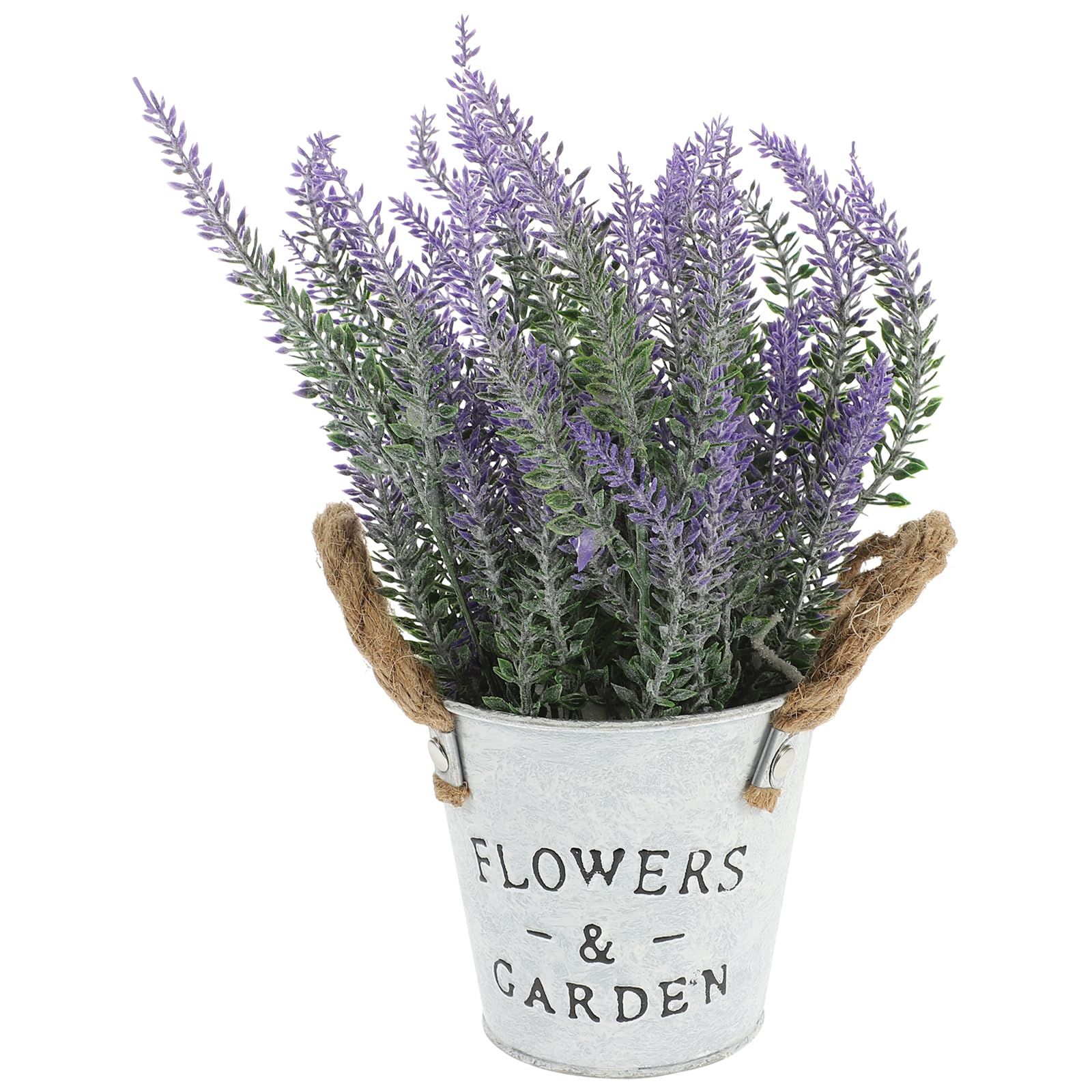 Artificial Potted Flowers Faux Plants Fake Potted Plant Decor Plastic Floral Bonsai for Balcony Patio - Purple