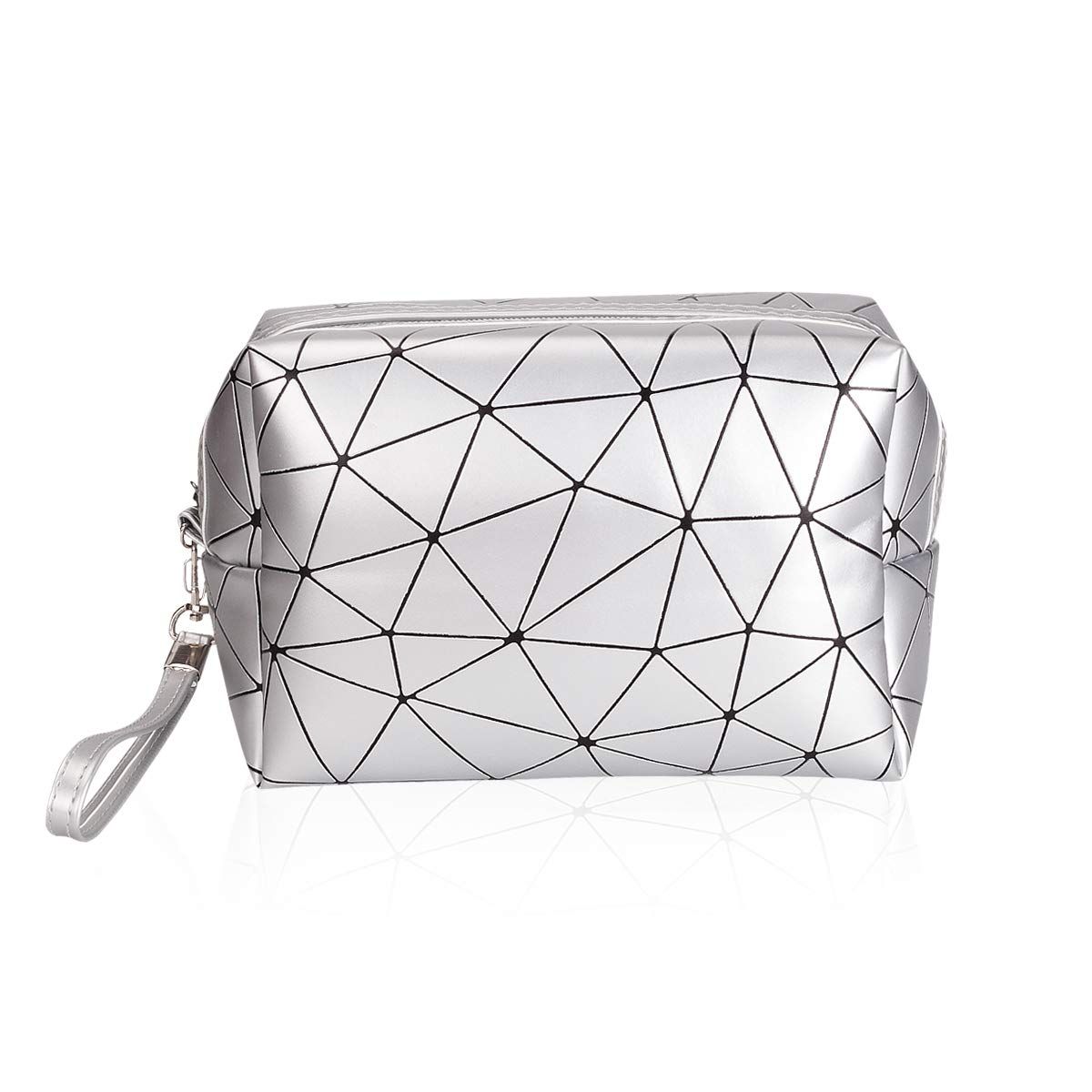 Makeup Bag, Waterproof Travel Toiletry Bag Large Capacity Cosmetic Bag Pouch Handy Organizer for Women Girls (Silvery)