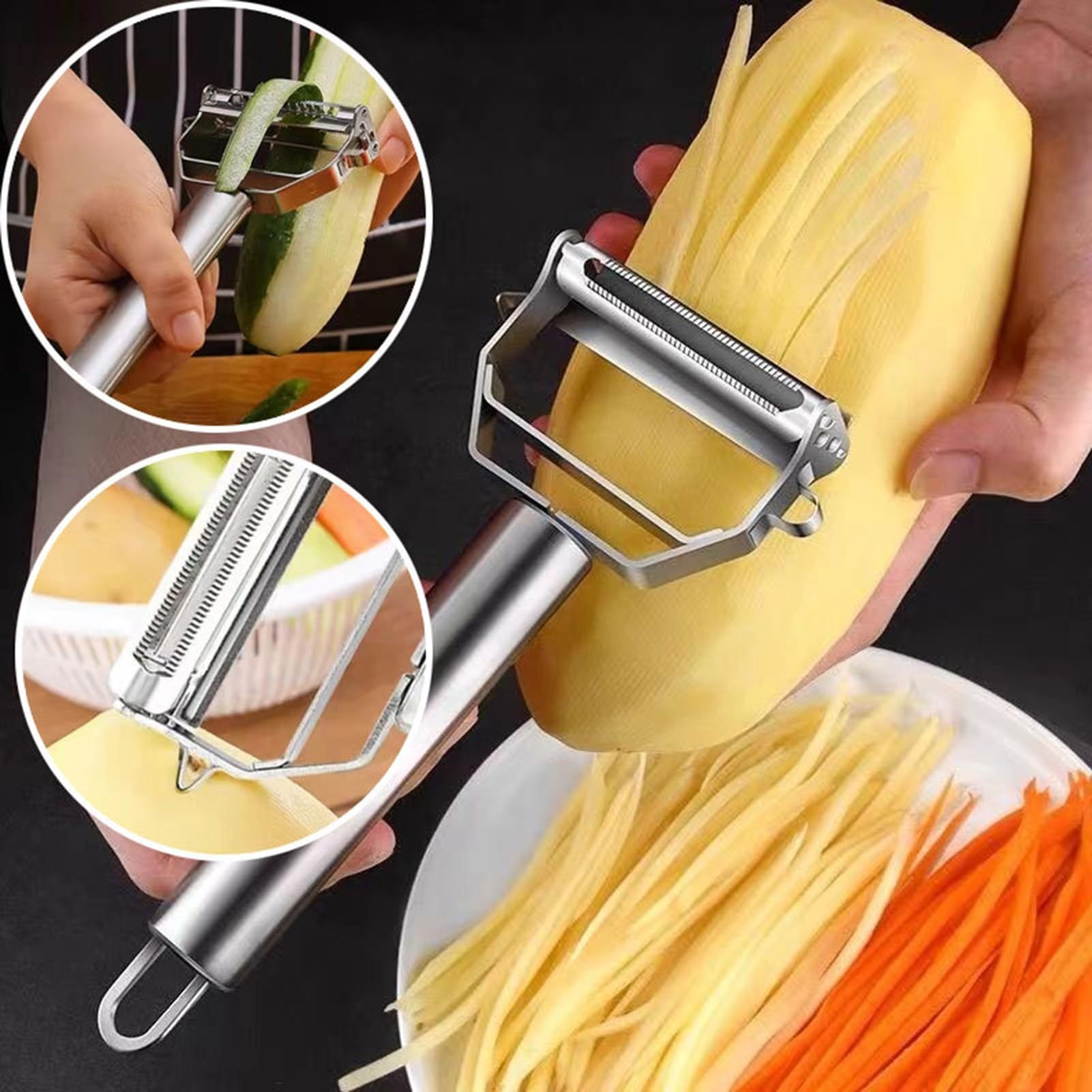 Vegetable Peeler Peeler Vegetable Peeler Dual Blade Stainless Steel Cutter Slicer with Cleaning Brush Carrot Cucumber Fruit