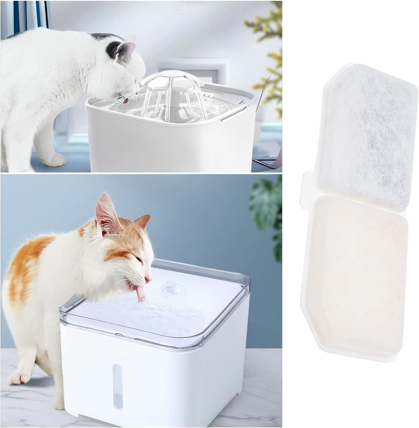2 Pcs Pet Fountain Filter Replacement Cat Water Fountain Filter Pet Drinking Dispenser Filter Cat Feeding and Watering Supplies