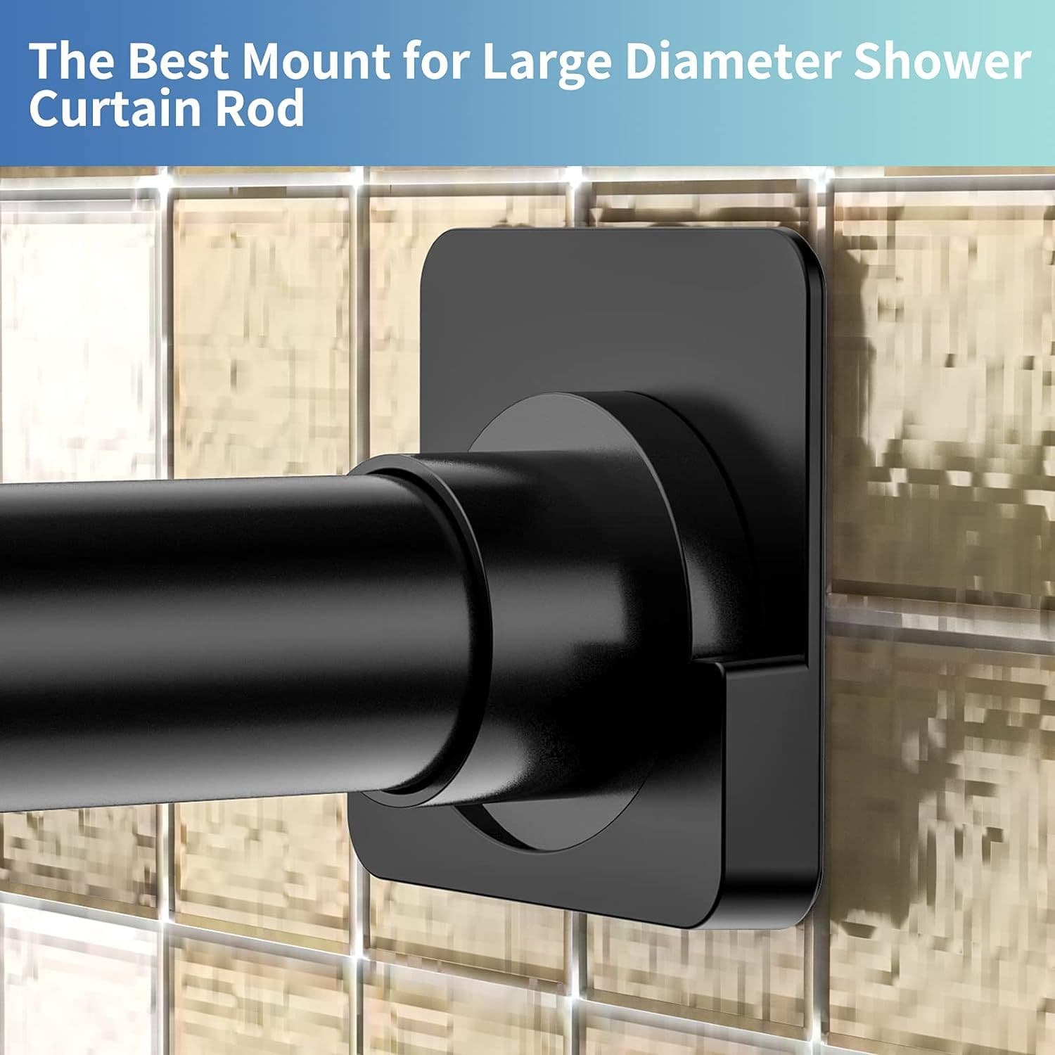 Shower Curtain Rod Holder Adhesive No Drilling Wall Mount Black