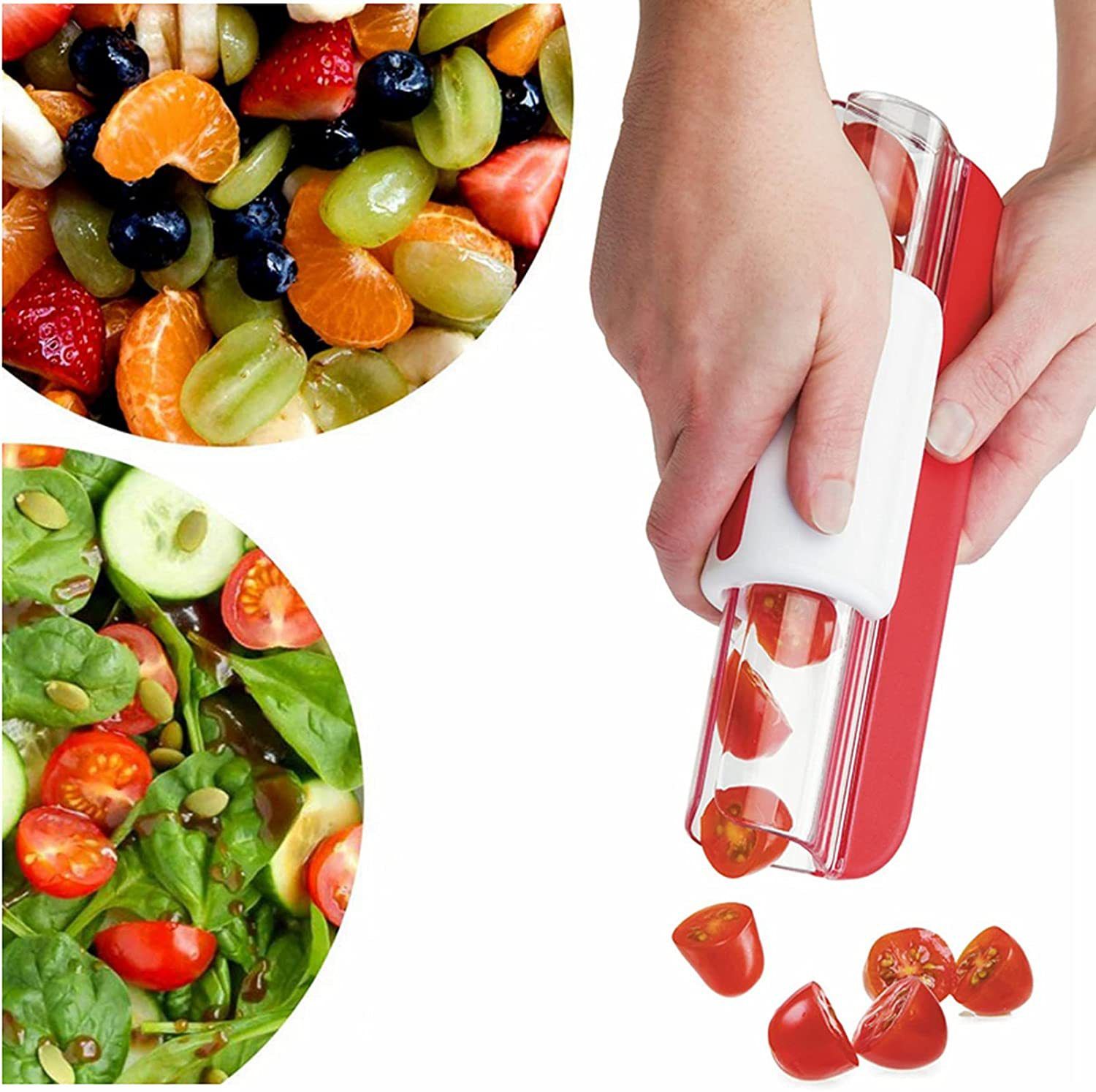 Zip Slicer for Tomatoes, Grapes and Cherry Tomatoes Slicer Cutter,Progressive Zip Slicer Fruit Splitter, Fast Easy Kitchen Cutter