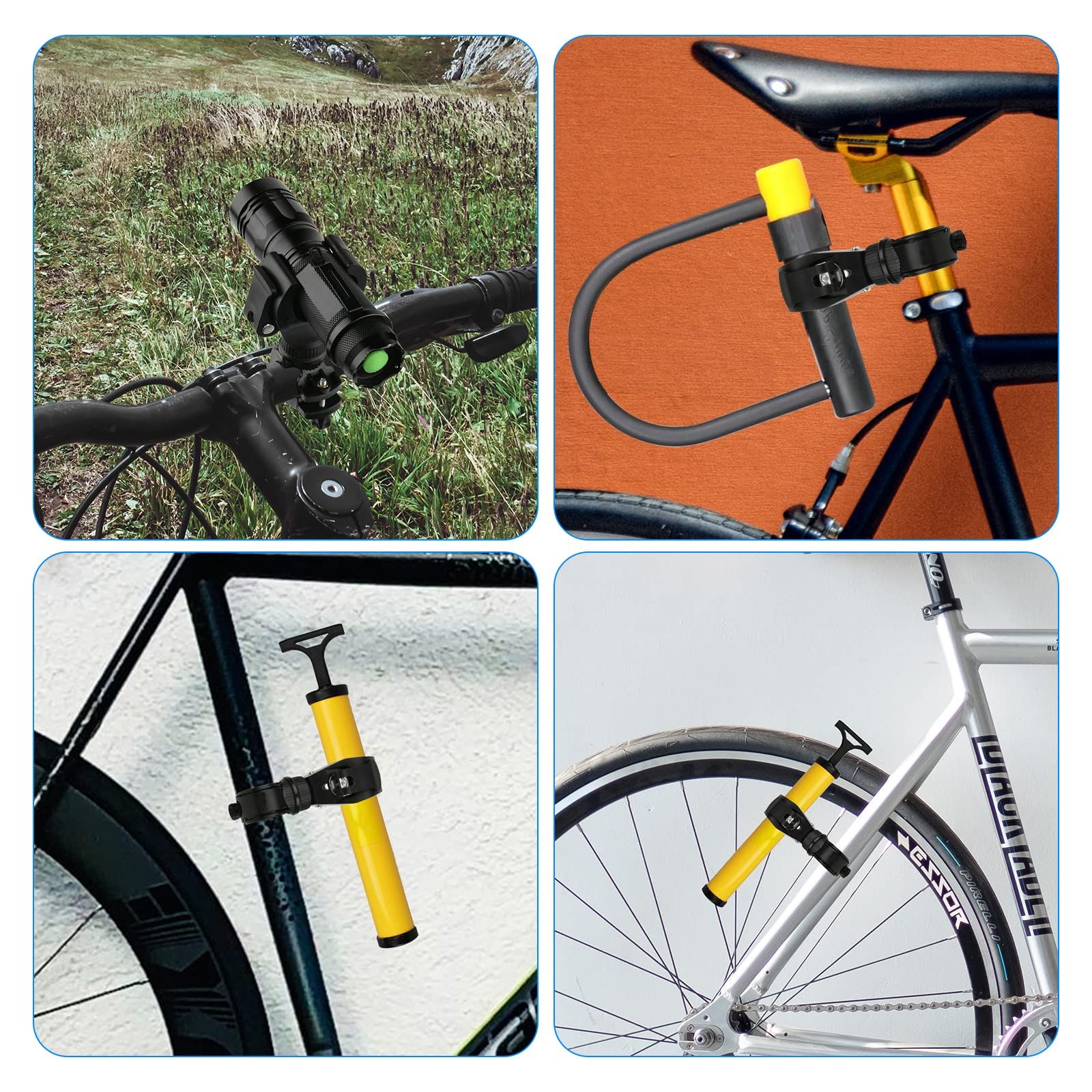 2 Pcs Bike Flashlight Mount Holder Universal Bicycle Flashlight HolderRotation Bike Flashlight Clip Adjustable Clamp Headlight