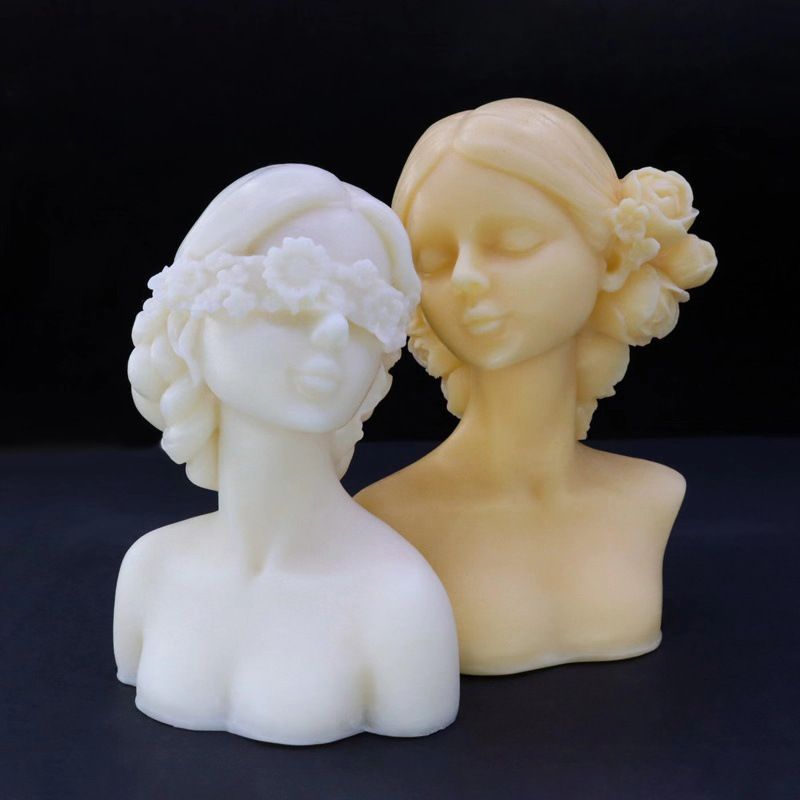 2Pack Braid Gril Mold Girl Candle Mold Body Candle Mold Ghost Mold Skull Candle Mold Silicone Mold for Resin Cake Mold Clay Candle