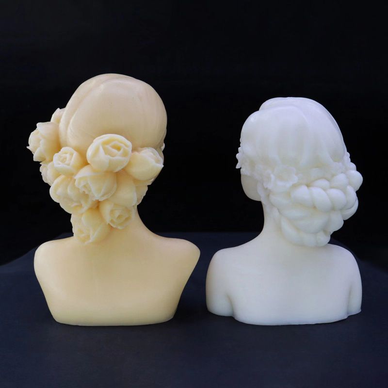 2Pack Braid Gril Mold Girl Candle Mold Body Candle Mold Ghost Mold Skull Candle Mold Silicone Mold for Resin Cake Mold Clay Candle