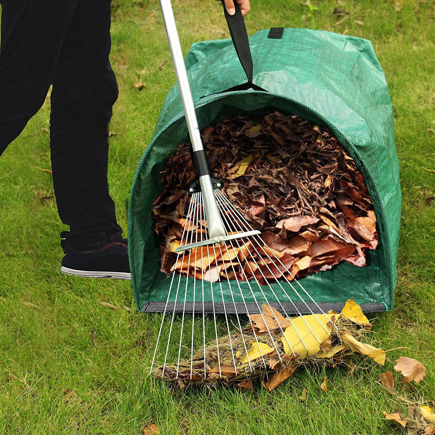 Large Yard Dustpan-Type Garden Bag for Collecting Leaves - Reuseable Heavy Duty Gardening Bags, Lawn Pool Garden Leaf Waste Bag