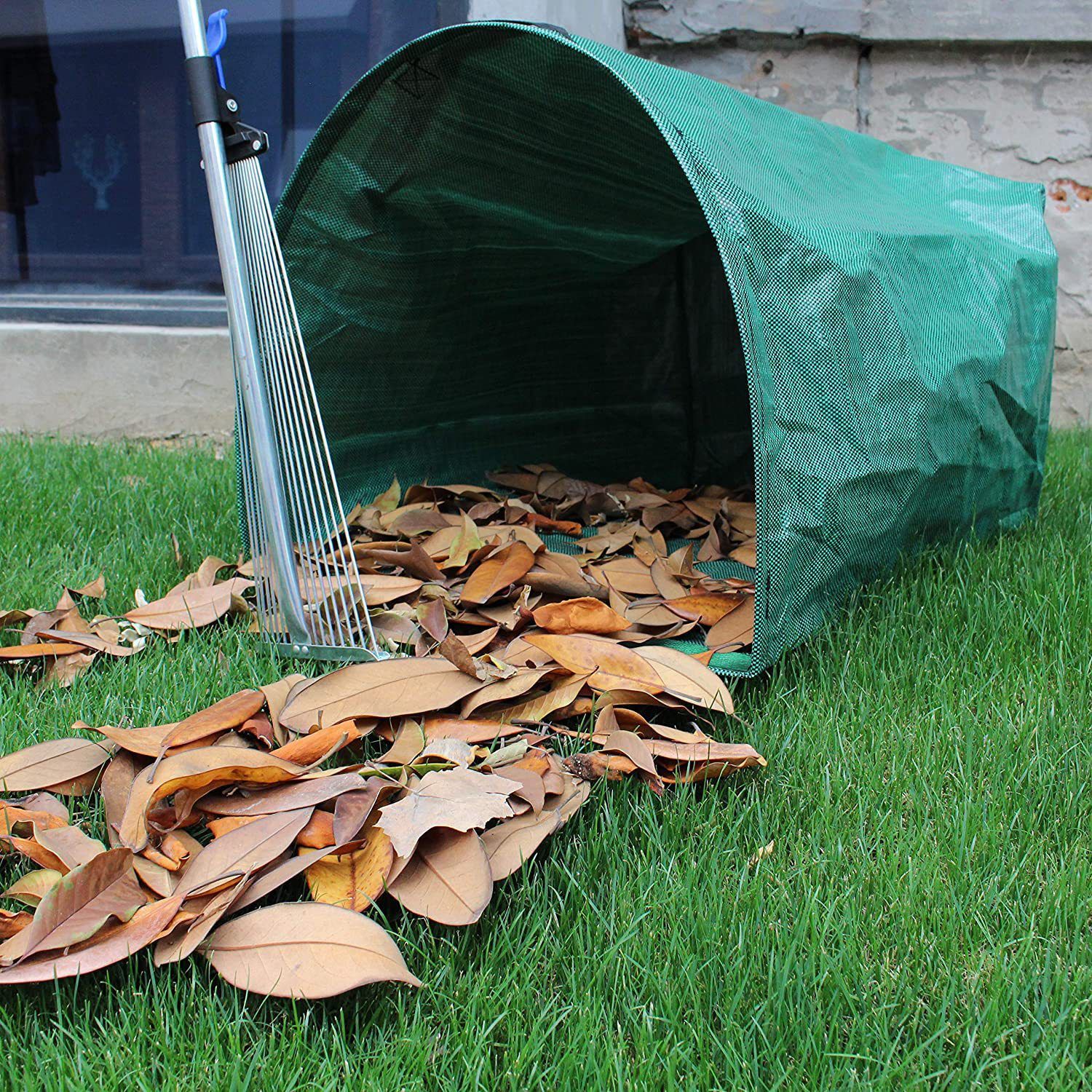 Large Yard Dustpan-Type Garden Bag for Collecting Leaves - Reuseable Heavy Duty Gardening Bags, Lawn Pool Garden Leaf Waste Bag