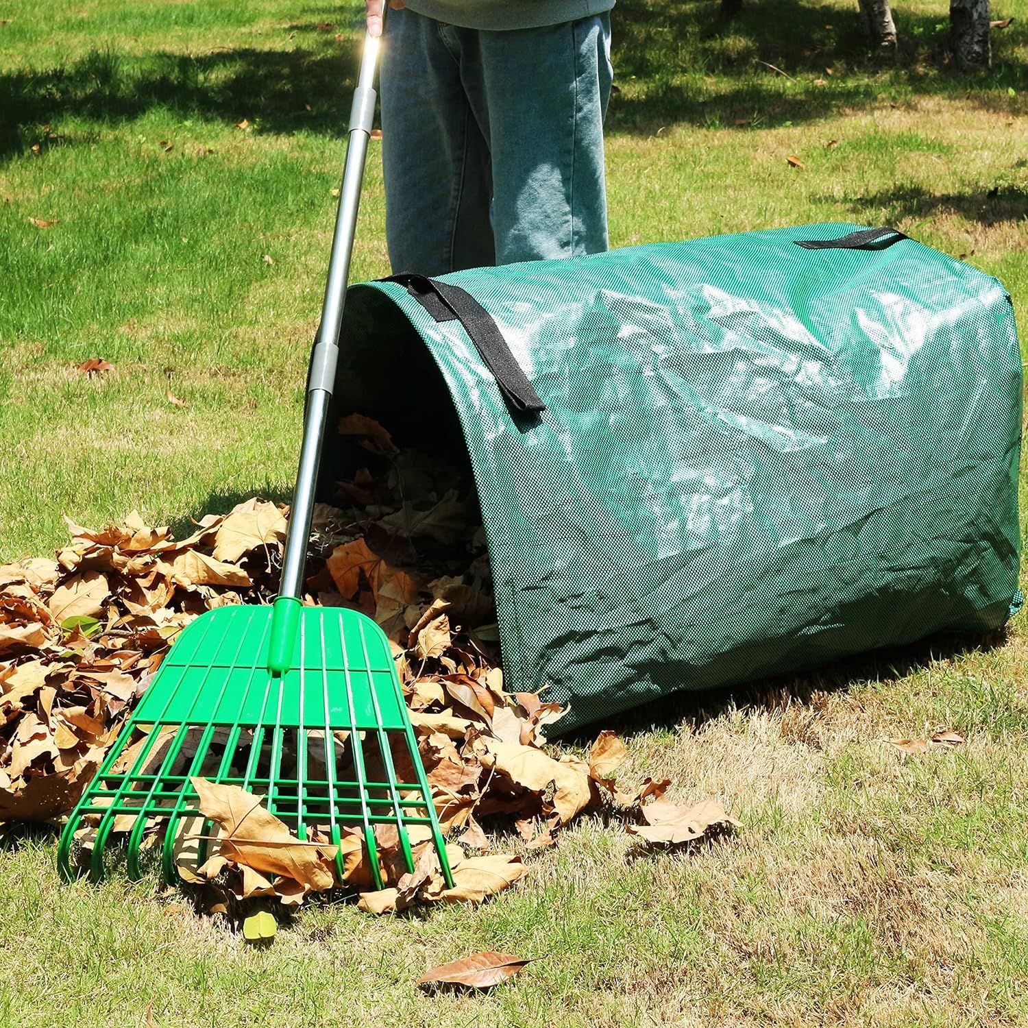 Large Yard Dustpan-Type Garden Bag for Collecting Leaves - Reuseable Heavy Duty Gardening Bags, Lawn Pool Garden Leaf Waste Bag