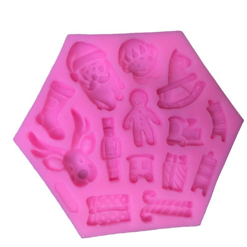2pc Christmas Theme Santa Elk Gift Socks Silicone Molds for Cake Fondant Biscuit Cookies Dessert Candle Decor