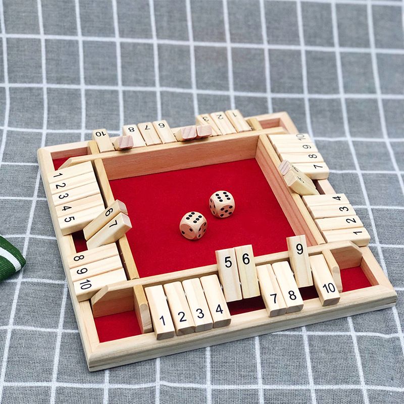 2pc Shut The Box Dice Game,Classic Sided Wooden Board Game Flip Numbers Classic Tabletop Games for Player