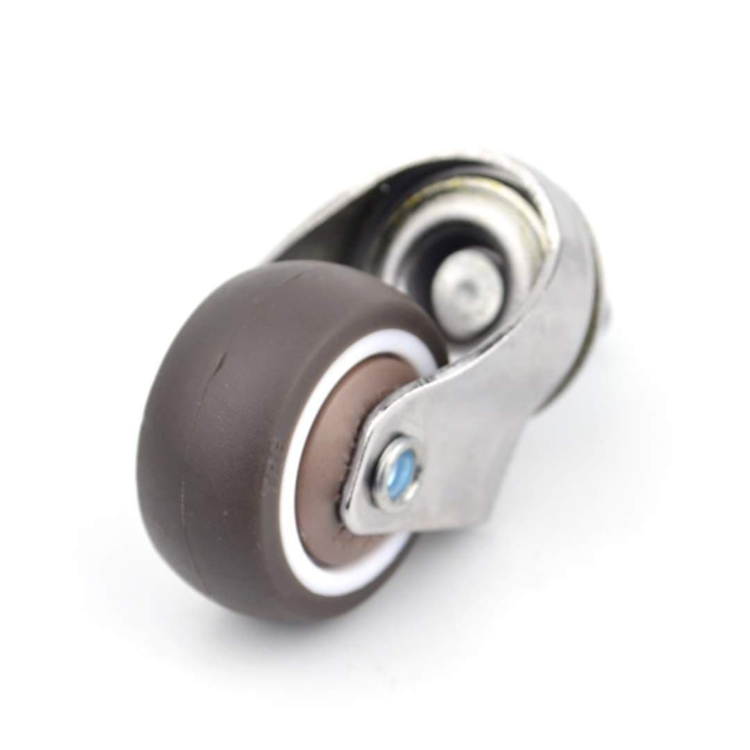 4-Pack Small Swivel Caster Wheels Soft Rubber M6x15mm Mini Threaded Stem Coffee