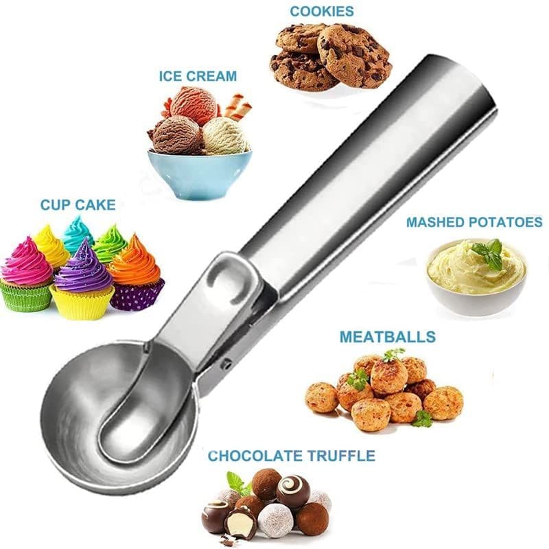 Ice Cream Scoop Stainless Steel Trigger Comfortable Handle 2 Piece