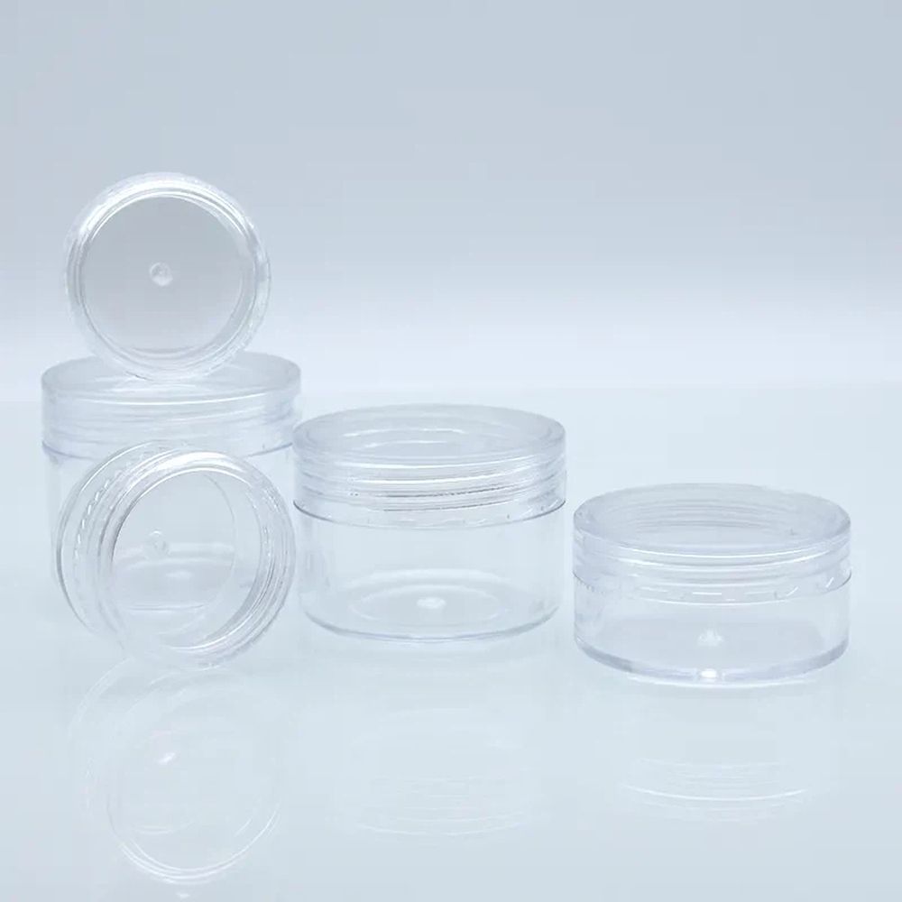 10PCS 5g/5ml (0.2 Fl Oz) Round Clear Plastic Jars with Round Top Lids for Creams, Lotions, Powders, Glitters, and more