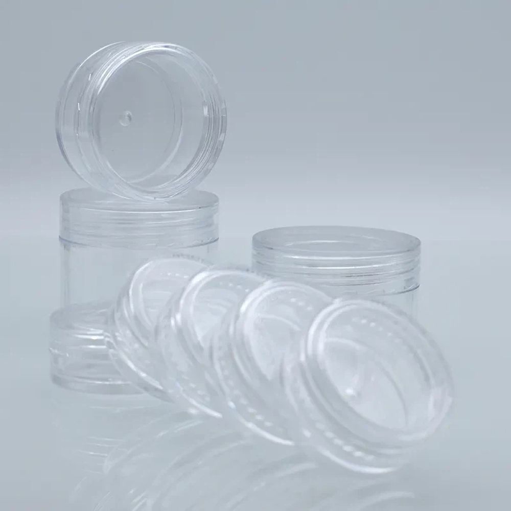 10PCS 5g/5ml (0.2 Fl Oz) Round Clear Plastic Jars with Round Top Lids for Creams, Lotions, Powders, Glitters, and more