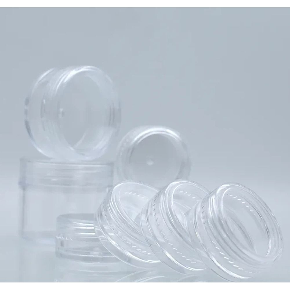 10PCS 5g/5ml (0.2 Fl Oz) Round Clear Plastic Jars with Round Top Lids for Creams, Lotions, Powders, Glitters, and more