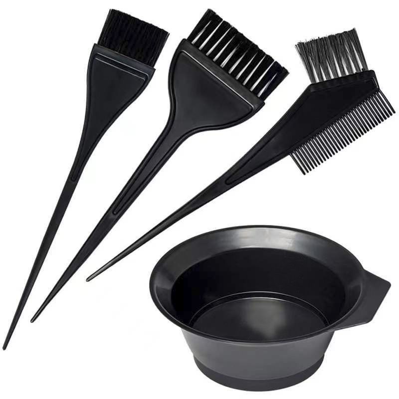 4Pcs/Set Hair Dye Coloring Kit Colouring Brush Comb Mixing Bowl Hairdressing Hair Dye Styling Tools Black
