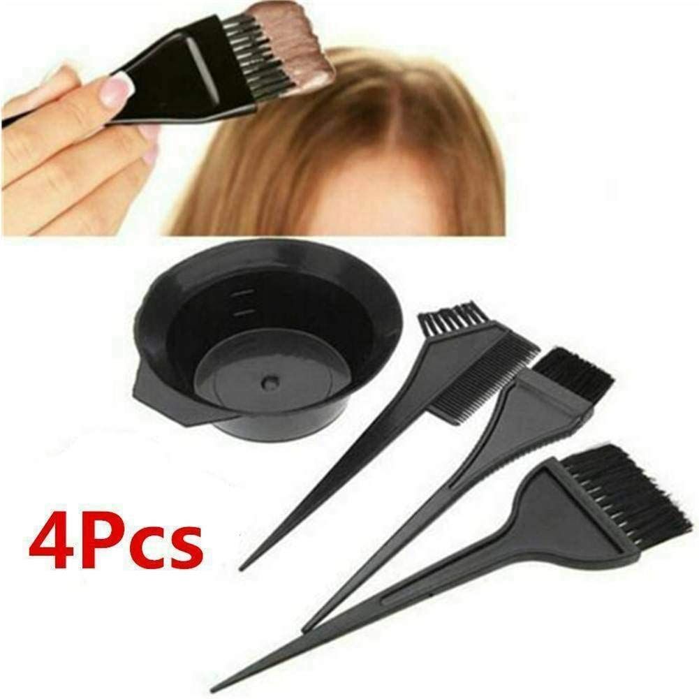 4Pcs/Set Hair Dye Coloring Kit Colouring Brush Comb Mixing Bowl Hairdressing Hair Dye Styling Tools Black