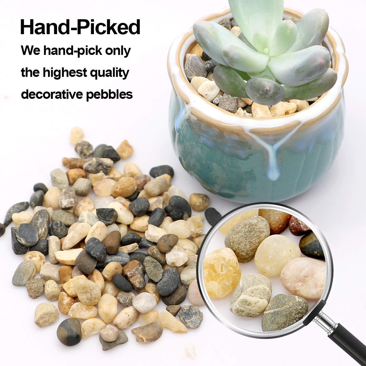 Natural Decorative Pebbles Fish Tank Gravel Small Garden Rocks Soil Cover for Aquariums, Landscaping, Vase Fillers, Succulent