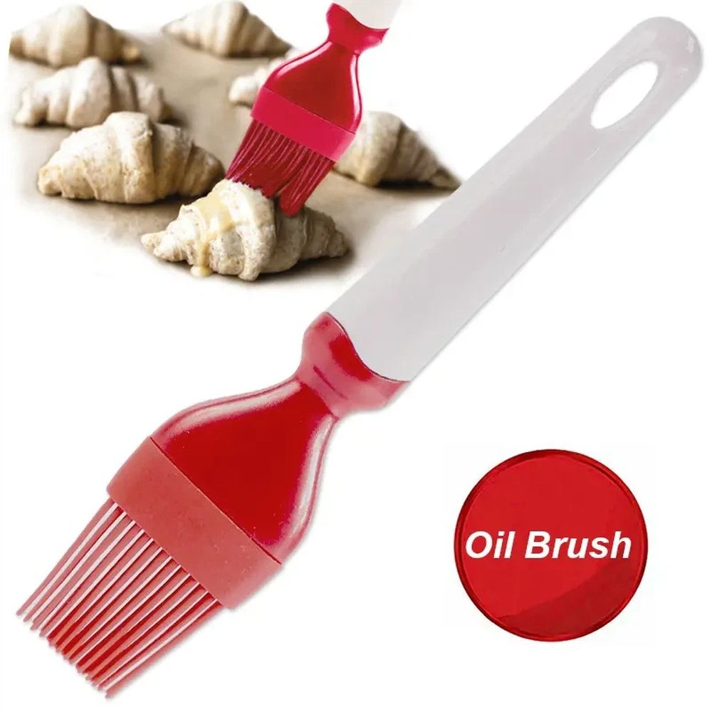 1PCS of Baking Tools Silicone Brush High-Temperature Baking Barbecue Brush Oil Brush Cake Cream Barbecue Brush (red)
