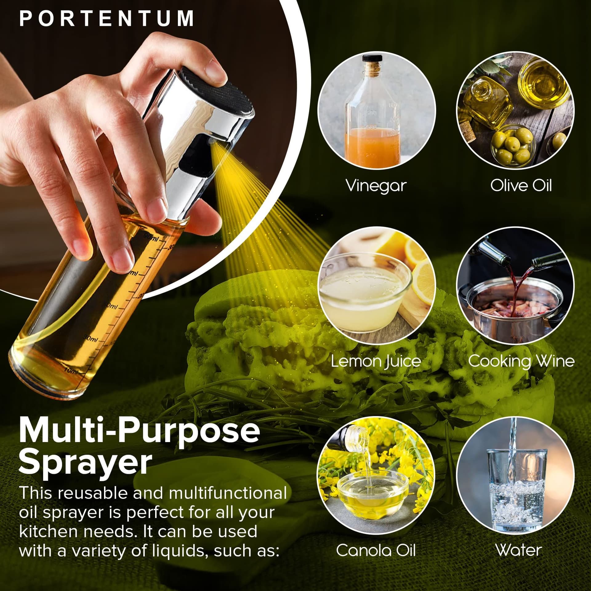 Oil Sprayer Multifunctional Leak Proof Design 100ml Glass Kitchen Accessory