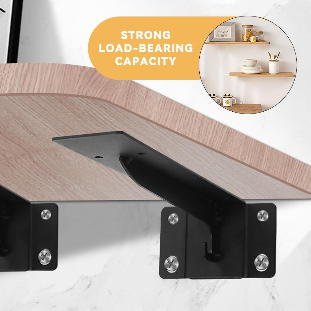 2PCS Heavy Duty Hidden Shelf Brackets,Wall Brackets for Shelves, Ideal Shelving Accessory for Living Rooms, Bathrooms and Kitchen