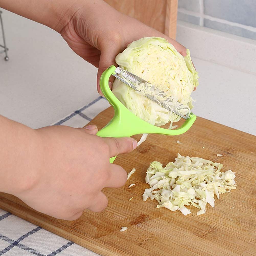 Stainless Steel Blade Vegetable Peeler with ABS Plastic Handle, Wide Mouth Cabbage Potato Carrot Graters for Home Kitchen, Green
