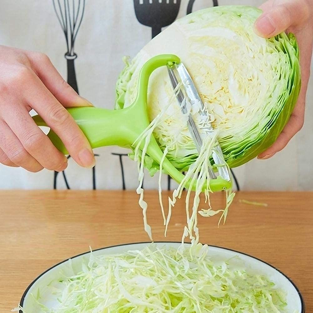 Stainless Steel Blade Vegetable Peeler with ABS Plastic Handle, Wide Mouth Cabbage Potato Carrot Graters for Home Kitchen, Green