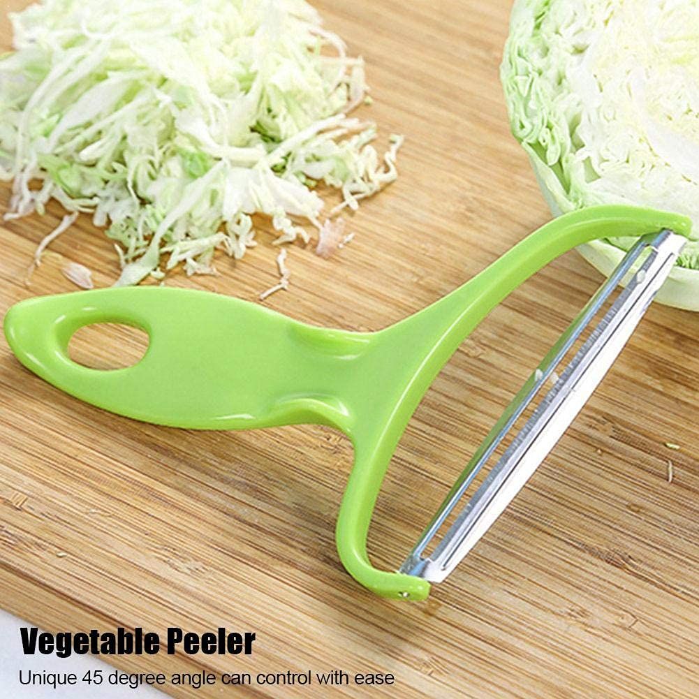 Stainless Steel Blade Vegetable Peeler with ABS Plastic Handle, Wide Mouth Cabbage Potato Carrot Graters for Home Kitchen, Green