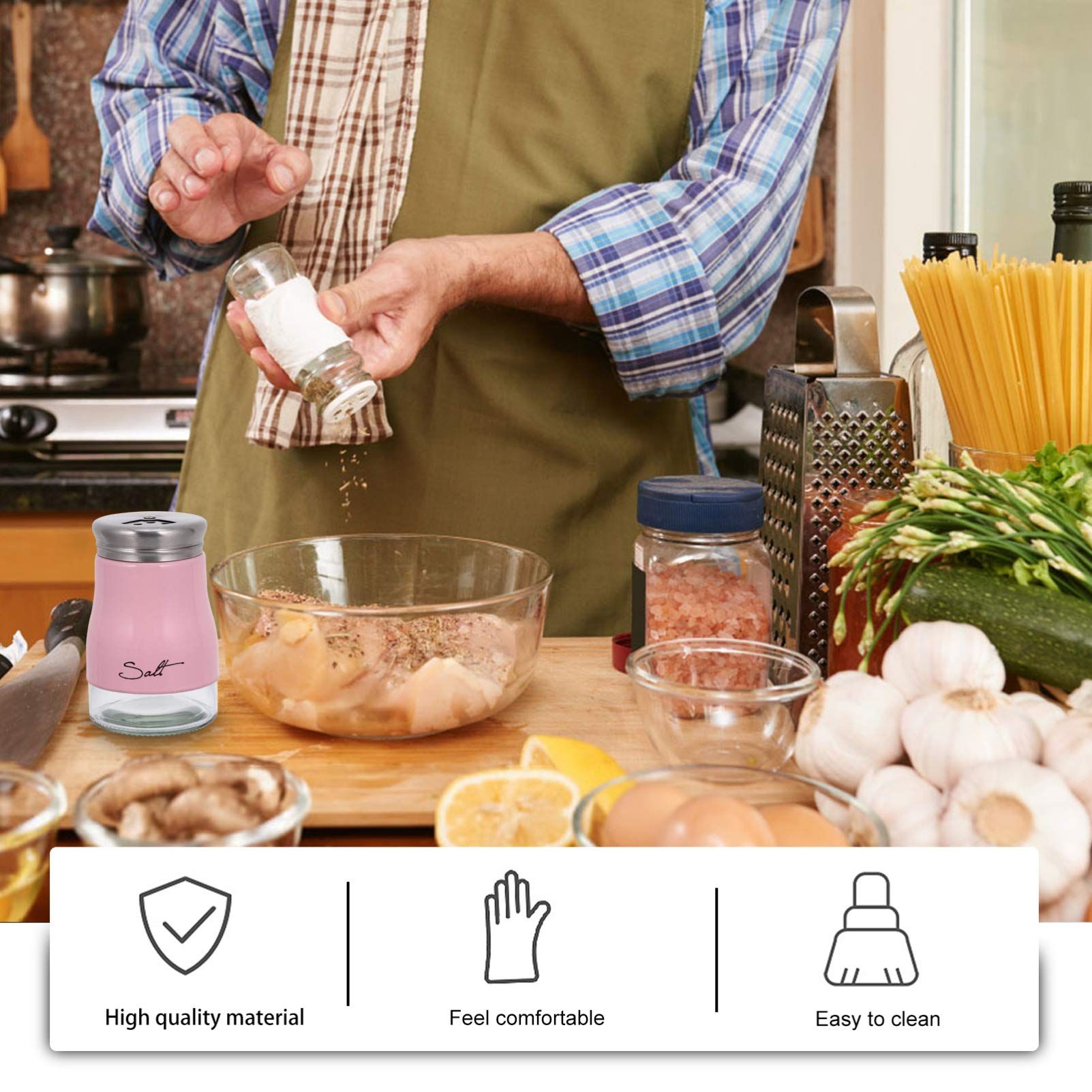 2pcs Glass Cruet Containers Spices Organizer Pepper Shaker Bottle Seasoning Jars Seasoning Organizer Kitchen Storage Bottle