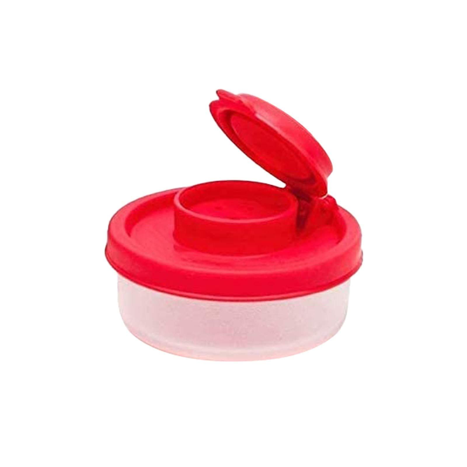 Set of 2 Mini Salt Shakers Reusable Plastic Transparent with Red Covers for Camping Picnic Outdoors Travel