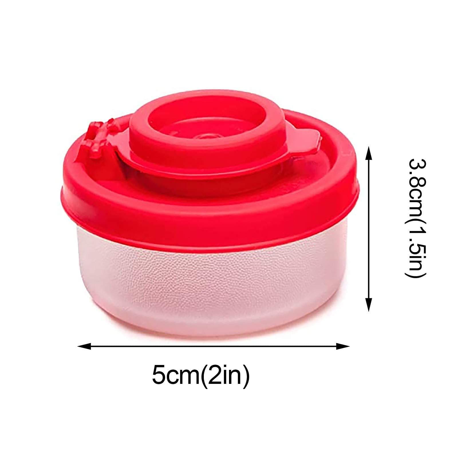 Set of 2 Mini Salt Shakers Reusable Plastic Transparent with Red Covers for Camping Picnic Outdoors Travel