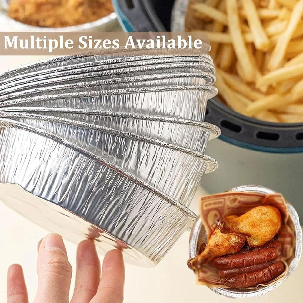 Reusable Aluminum Foil Air Fryer Liners, Non-Stick Round Oil-Proof Liners with Edge Binding for Air Fryer, Steamer Basket, Instant Pot, Oven & Grill