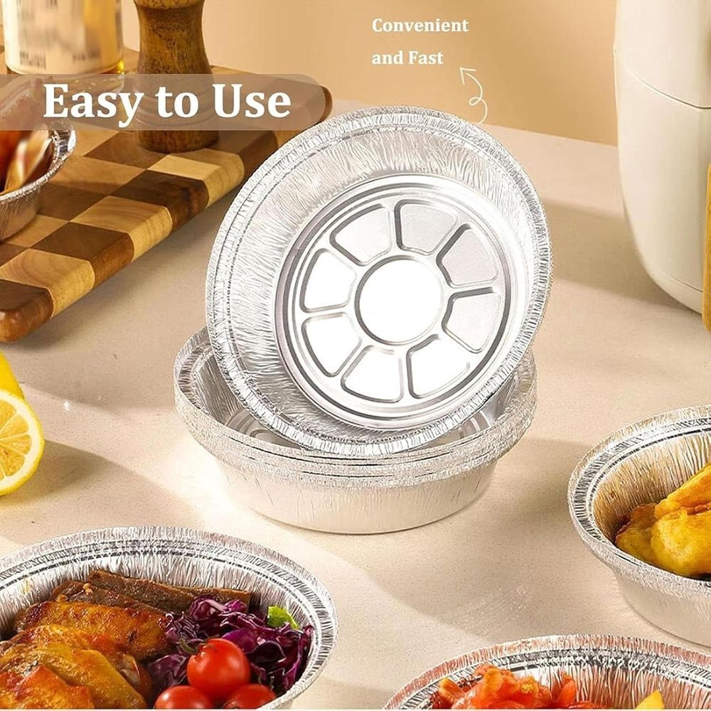 Reusable Aluminum Foil Air Fryer Liners, Non-Stick Round Oil-Proof Liners with Edge Binding for Air Fryer, Steamer Basket, Instant Pot, Oven & Grill