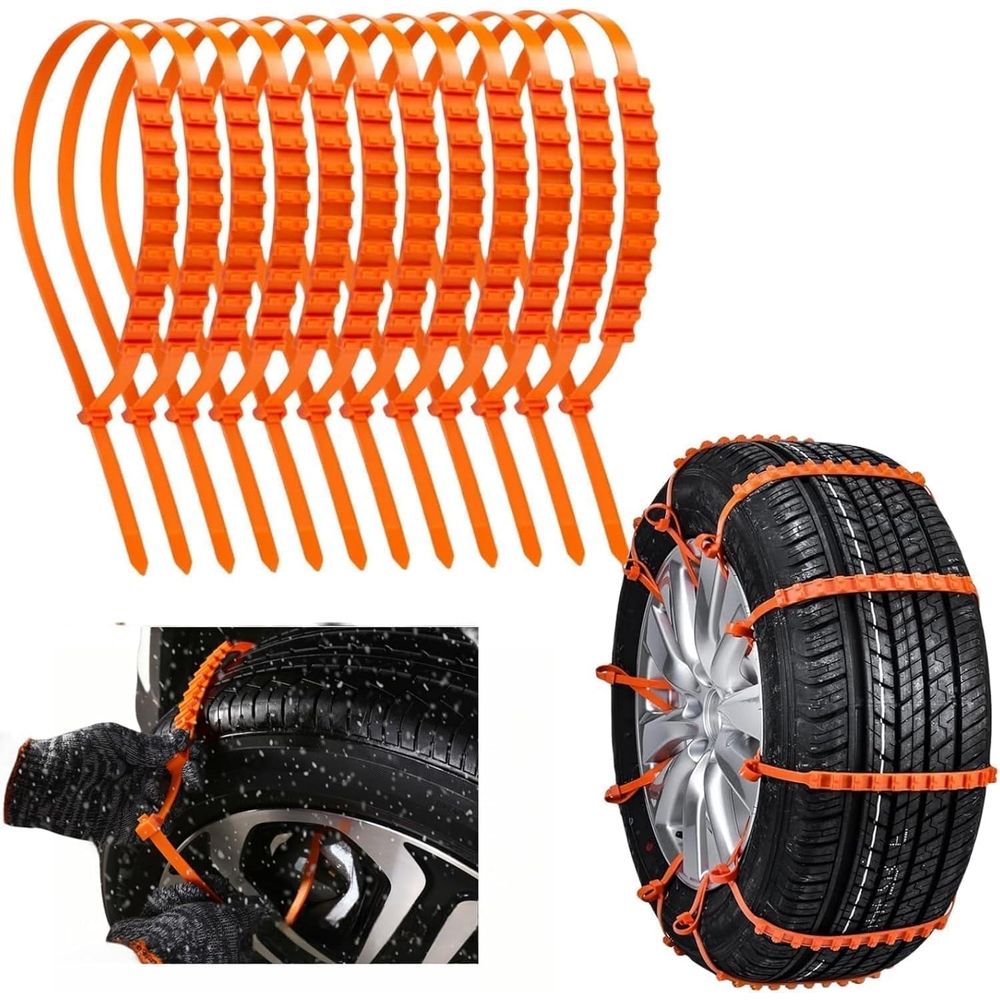 Universal Anti-Skid Snow Tire Chains, 20PCS Reusable Portable Emergency Tire Chains, Heavy Duty Adjustable Plastic Anti-Skid Ties , Pickup Truck, Sedan on Snow, Mud & Icy Winter Roads