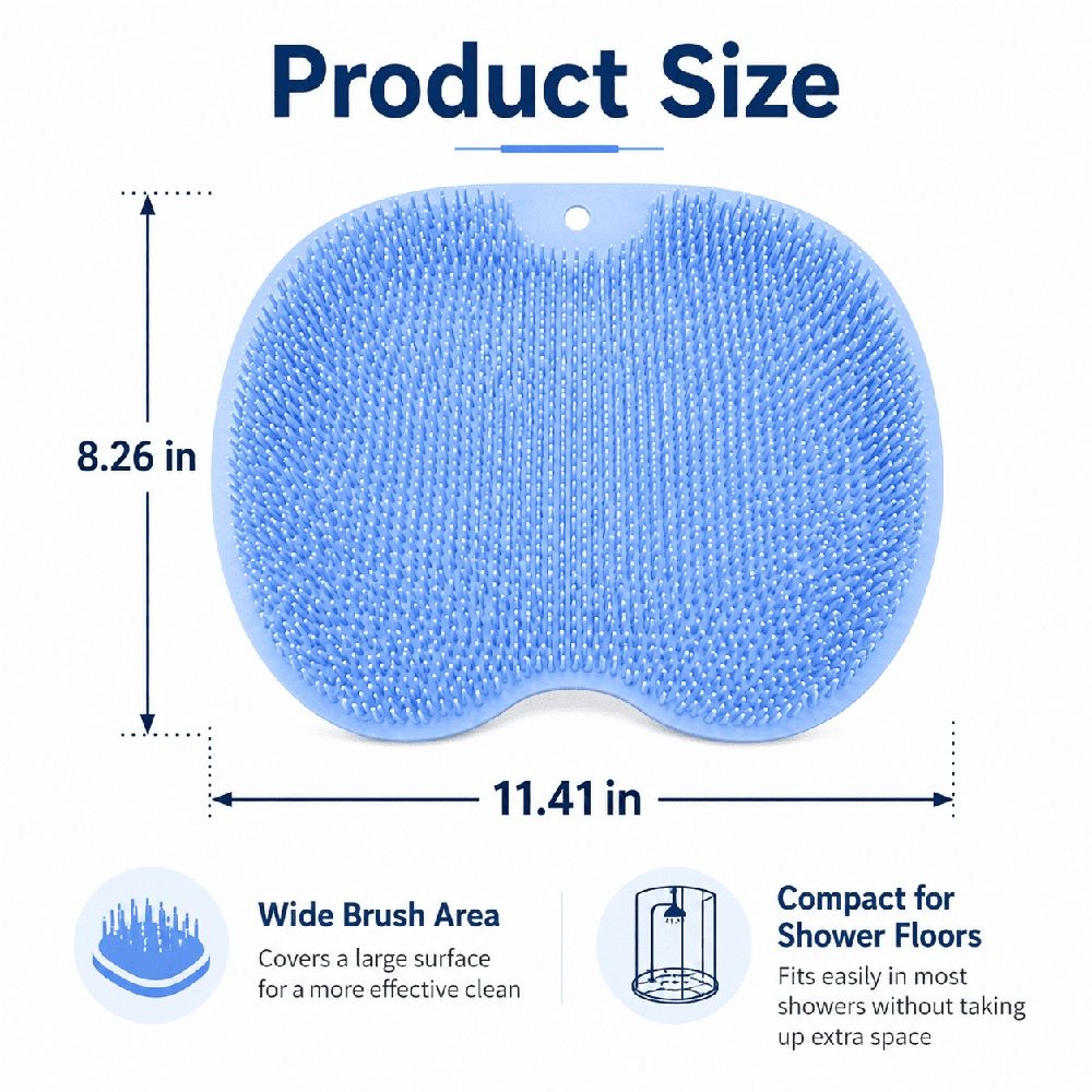 Shower Foot Scrubber, Exfoliating Bath Mat and Back Washer with Non-Slip Suction Cups for Men and Women