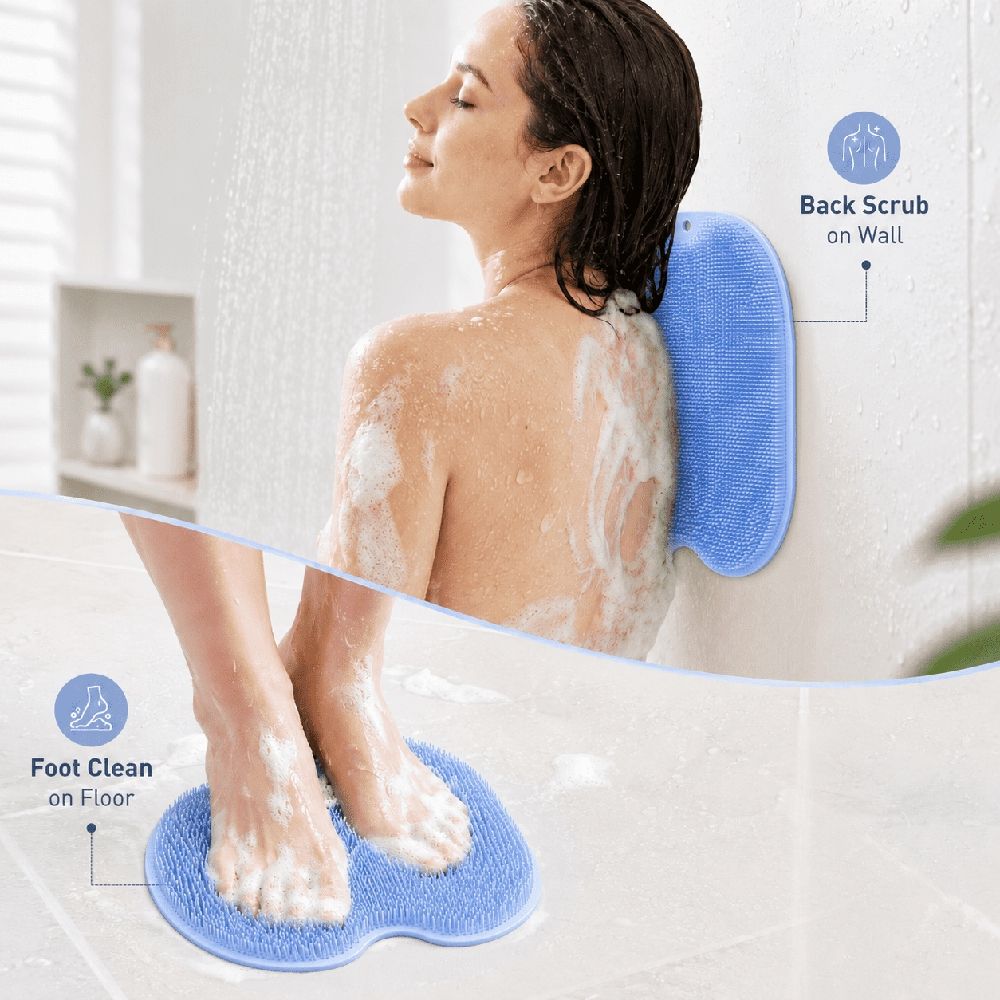 Shower Foot Scrubber, Exfoliating Bath Mat and Back Washer with Non-Slip Suction Cups for Men and Women