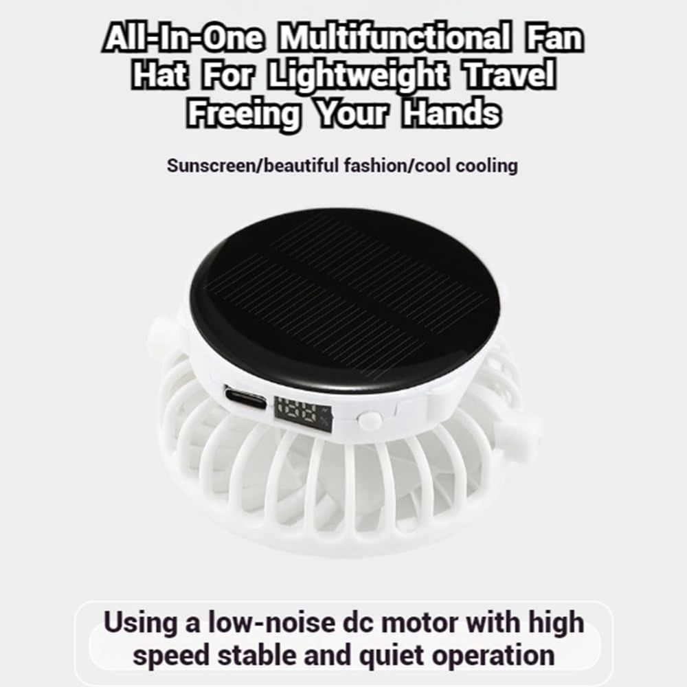 Solar Rechargeable Peaked Cap with Built-in Fan for Outdoor, Heat Relief, USB & Solar Powered Fan Hat for Sports for Outdoor, Heat Relief