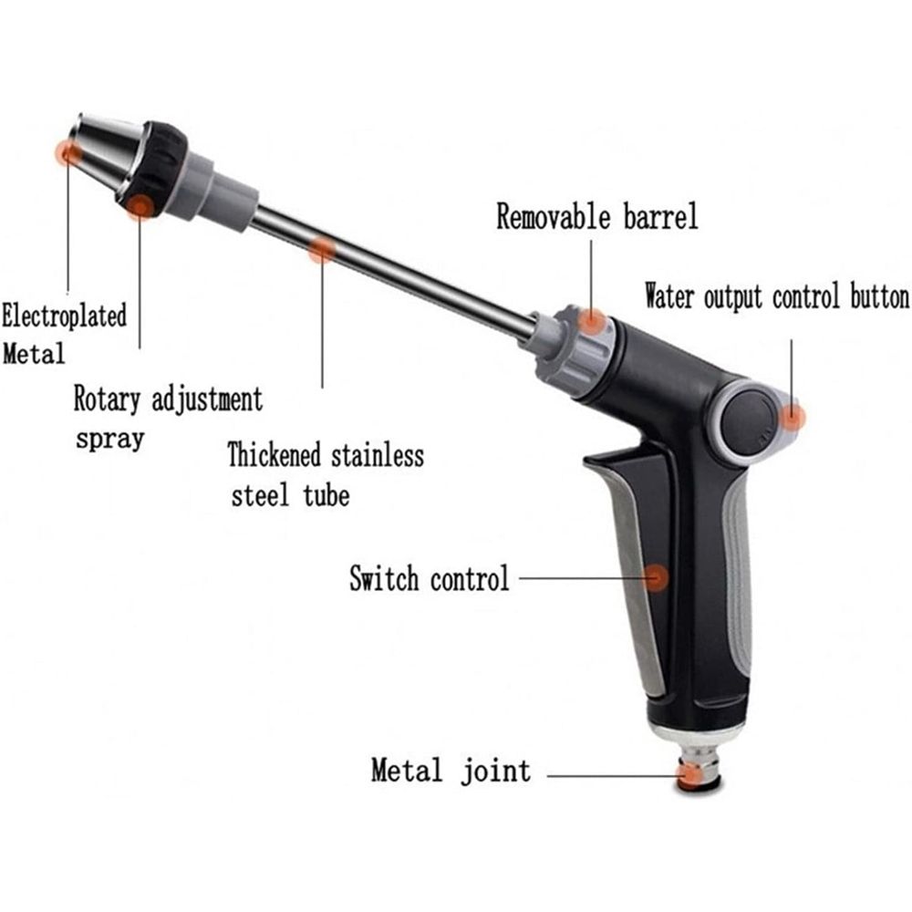 Water Hose Sprayer Nozzle High Pressure Washer, Spray Gun Garden Hose Nozzle Lawn Sprinkler Watering Water Jet Car Wash Power Washer Tool