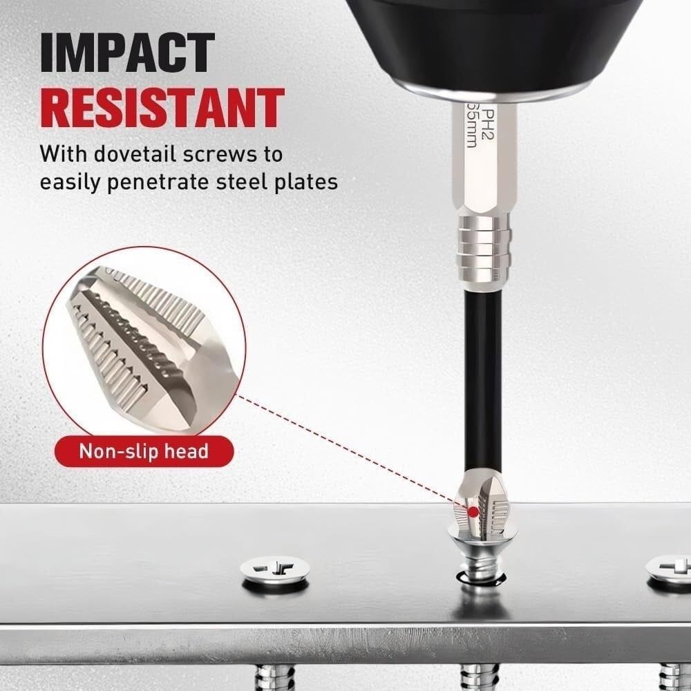 6/9PCS High-Magnetic Screwdriver Drill Bit Set, S2 Steel Phillips Head Drill Bits, 1/4 Inch Hex Shank for Electrical and Plumbing Repair