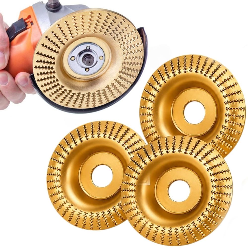 3PCS Angle Grinder Polishing Pad, 4 Heavy-Duty Tungsten Carbide Grinding Wheel, Multi-Style Angle Grinder Attachment for Wood Shaping, Carving and Bark Removal