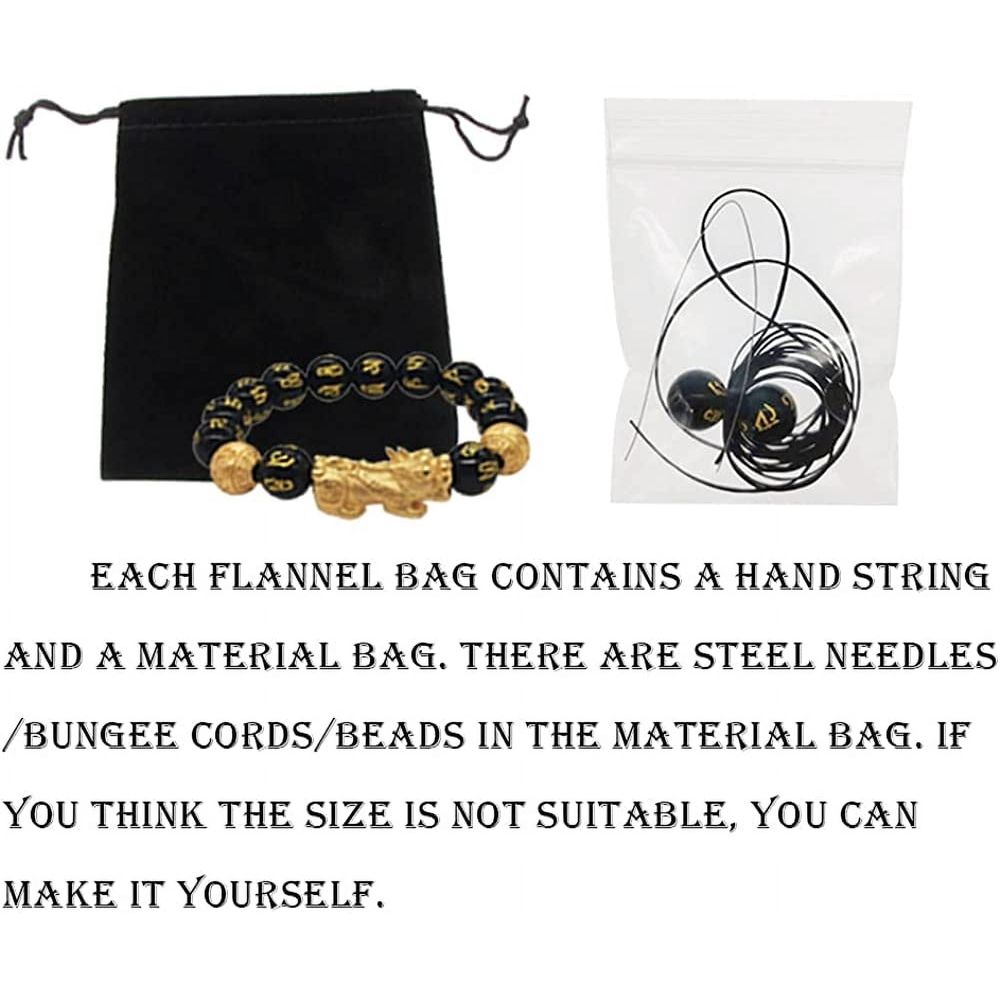 Feng Shui Black Obsidian Wealth Bracelet，Feng Shui Bracelet for Men Women with Character for Protection Can Bring Luck and Prosperity，Suitable for Any Occasion,Unisex